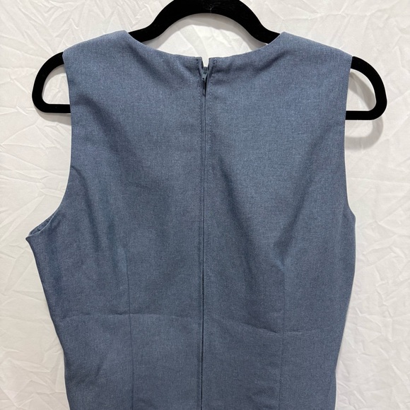 Vintage Blue Sleeveless Sheath Dress 16 Made in USA Workwear Classic Minimalist - Picture 6 of 8